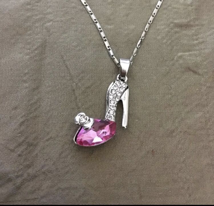 White Gold Plated High Heel Pendant Necklace