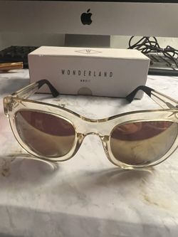 Vintage Gold Mirror CZ Clear Wonderland Sunglasses With Box 