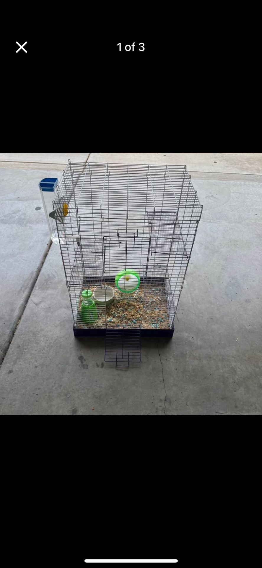 Hamster/bird cage with food and accessories