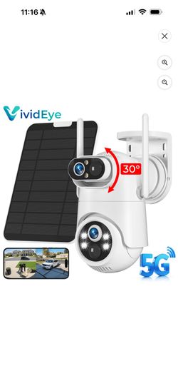 Brand new in box VividEye 4K Dual-Lens Solar Security Camera, 360° PTZ Surveillance security Cameras Wireless Wifi Outdoor, IP65 Waterproof PIR Detect