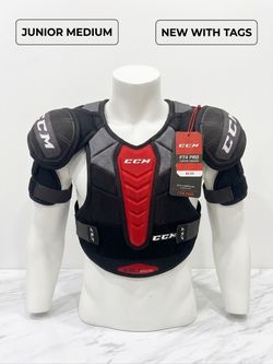 NWT CCM QLT Edge Junior Medium Ice Hockey Shoulder Pads Black/Red JR M