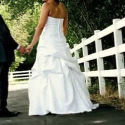 Size 10 White Satin Ballgown  Davids Bridal Wedding Dress