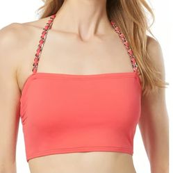 Michael Kors  Chain-Trim Halter Longline Bikini Top Women's Size Medium NWT 