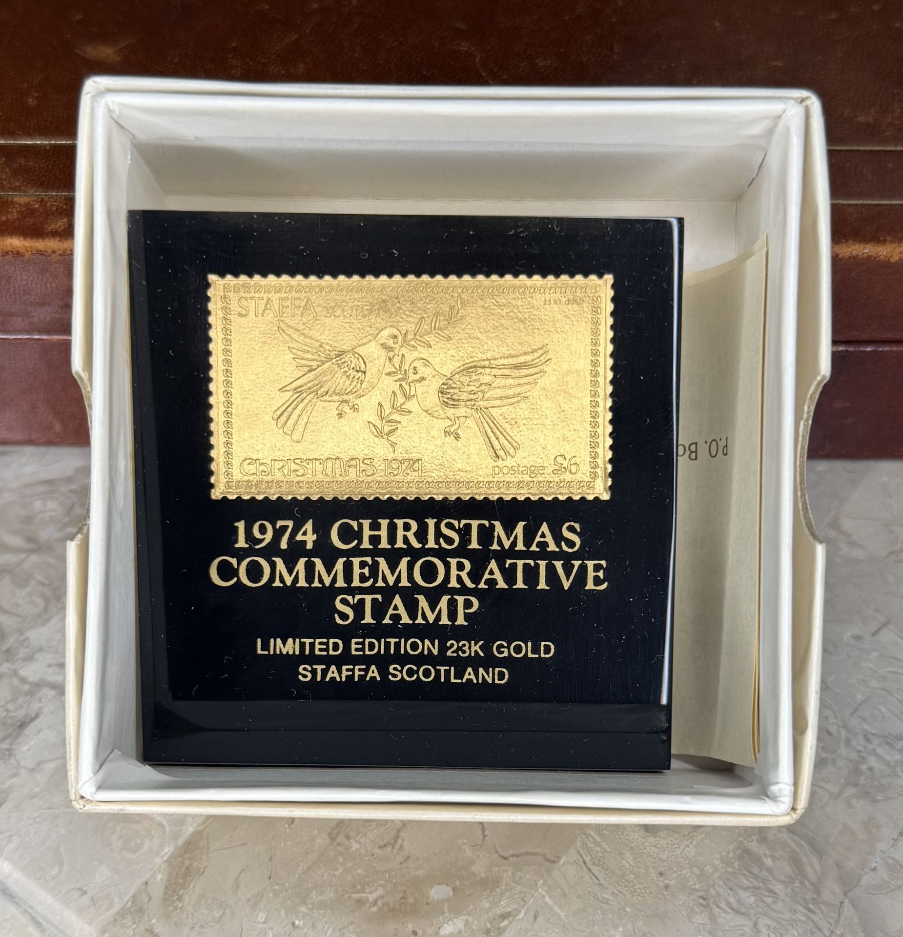 1974 Christmas Commemorative Stamp Limited Edition 23k Gold Staffa Scotland Rare