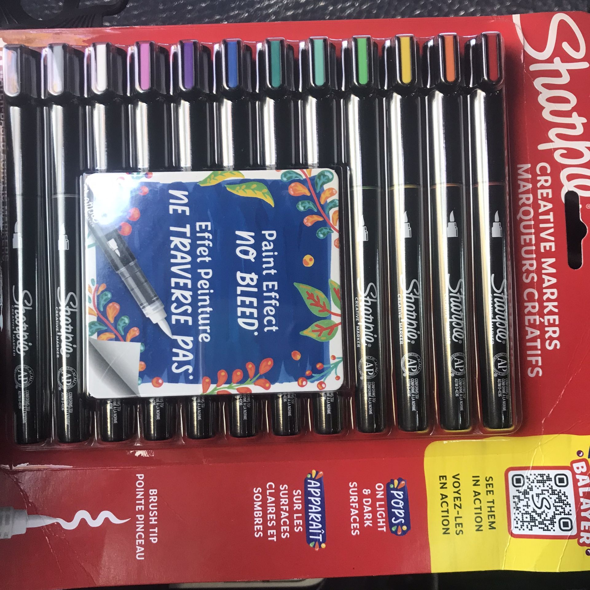 Sharpie Creative Paint-like Brush Tip Acrylic Markers Assorted Colors 12 NWT