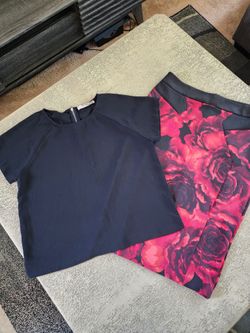 Combo-Large blouse & Med skirt, stretchy  both for $3.00
