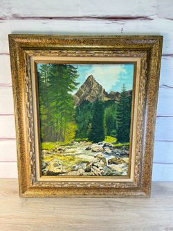 Original Mountain Forest River Painting