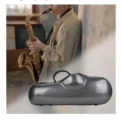 Grey Carbon Fiber Alto Sax Hard Case - Hand Strap, Durable Saxophone Bag