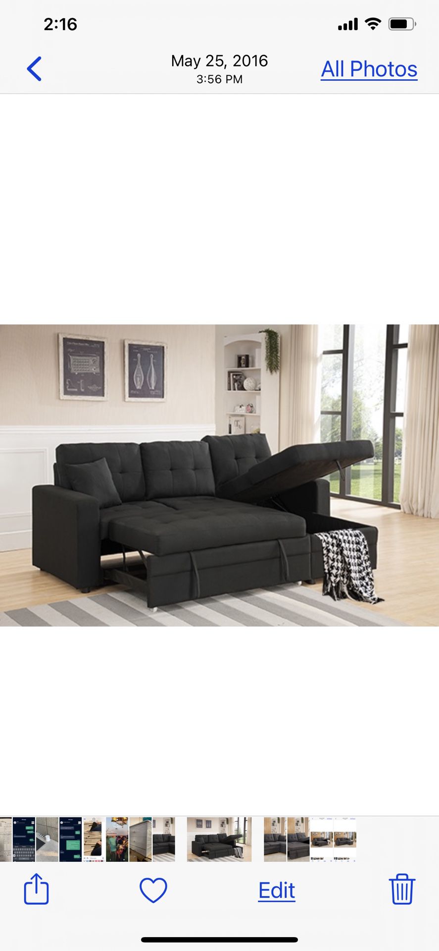 $399 Sectional Chaise Reversible Convert To Bed With Story Below 88x57