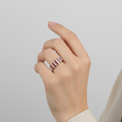 14K Yellow Gold Rubies Womens Ring