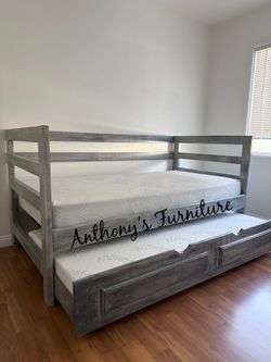New Twin Bed With Trundle And Mattresses 