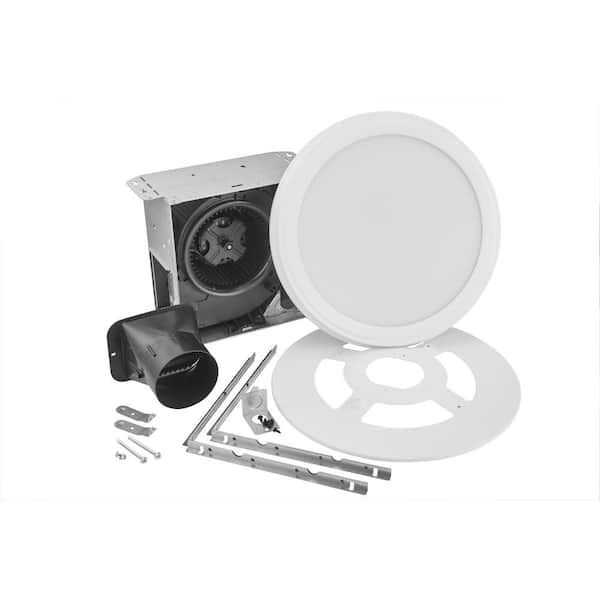 Roomside Series Decorative White 80 CFM Ceiling Bathroom Exhaust Fan with Round LED Panel and Beveled Frame ENERGY STAR