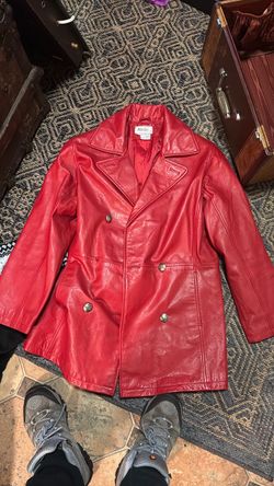 Leather red coat