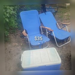Personalized Aluminum Backpack Chair by Rio Beach x2 and cooler