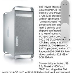 APPLE POWER MACINTOSH G5 DUAL CPU ⚠️ 