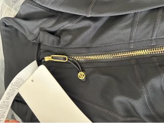 Lululemon Black Athletic Leggings with Gold Zipper