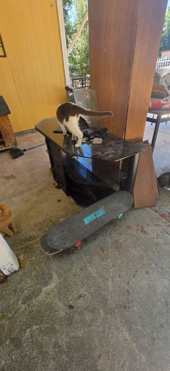 Black glass TV stand