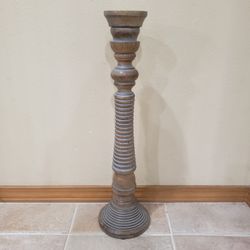 Tall Wooden Decorative Candle Stick Holder