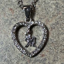 Zirconia Heart Necklace Initial Letter Pendant Women Necklaces Alphabet Jewelry NWOT