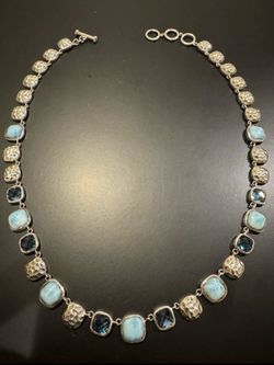 Marahlago Larimar Blue Spinel Statement Necklace 18”