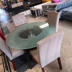 Glass Dining Table 4 Chairs 