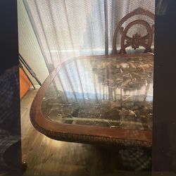 Dining room table marble with expansion section.