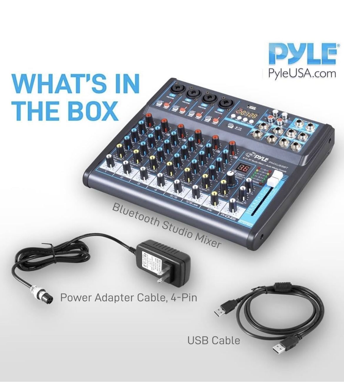 Pyle Professional Audio Mixer Sound Board Console Desk System- Interface 8 Channel Digital USB Bluetooth