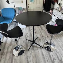 Bar Table & Adjustable Stools Set