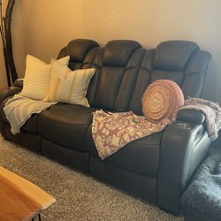 Gray leather Reclining Couch