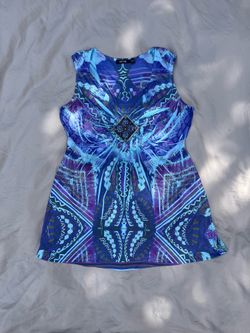 Y2K style APT 9 blue and purple flowy tank.