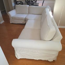 Large White L-Shaped Sectional – Washable Slipcovers!