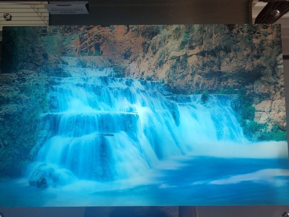 Vintage Motion Waterfall Picture (Lights & Sounds with Mirror Frame) 39x19x3