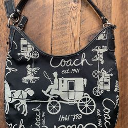 Coach Horse & Carriage Handbag Shoulder Bag Purse Tan A1073-F14480