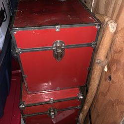 Vintage Red Trunks - Musician Trap Case - Tables