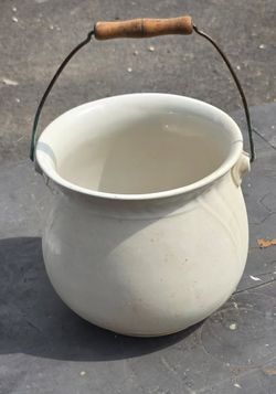 Antique M & Co Stoneware Slop Jar with Bail Handle
