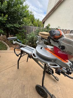 RIDGID 12” Sliding Compound Miter Saw with RIDGID Rolling MS-UV Stand