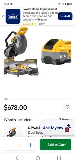Dewalt 10" Double Bevel Sliding Compound Miter Saw and battery charger