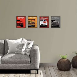 Super Car Framed Art - Set of 4