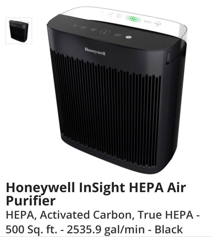 Honeywell InSight HEPA Air
Purifier
HEPA, Activated Carbon, True HEPA -
500 Sq. ft. - 2535.9 gal/min - Black