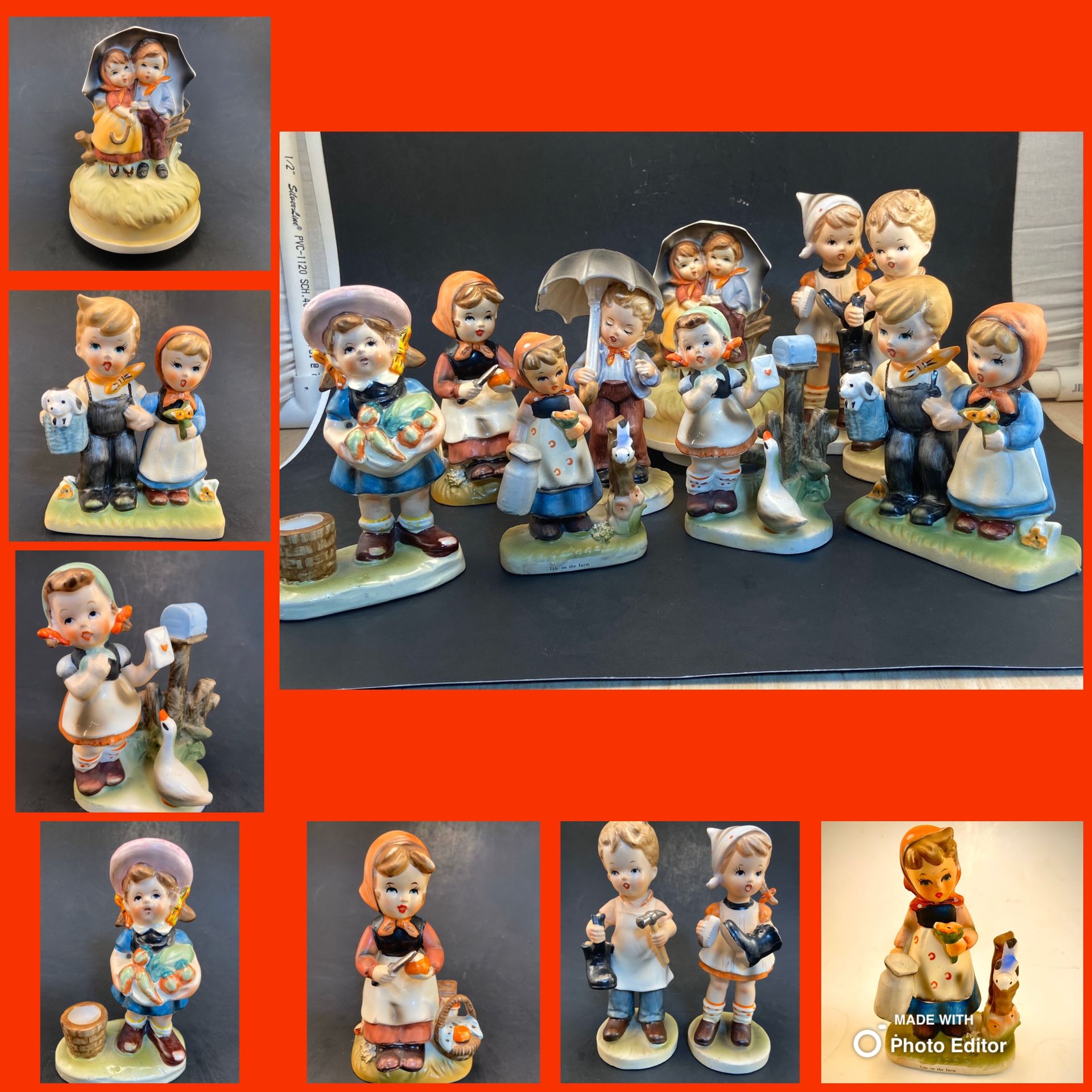 VTG 8 Figurines & 1 Music Box In Great Condition-See All pics!