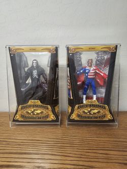 WWE MATTEL Sting Defining Moments LOT of 2 Figures +Custom made Acrylic Cases