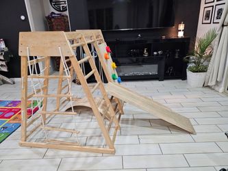 Playground Wooden Indoor Kids Climbing Gym with Slide