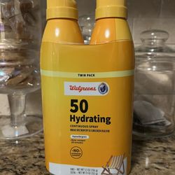 set of 2 SPF 50 continuous spray sunblock lotion•5.5oz•all for $10