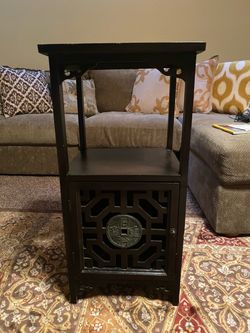 Asian-Inspired Espresso Accent Table/Cabinet - $25