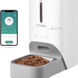Automatic Cat Feeder, 2.4G WiFi 4L Detachable and Easy to Clean Pet Dry Food Dispenser with Stainless Steel Bowl & Lock Lid, Smart Automatic Feeder fo
