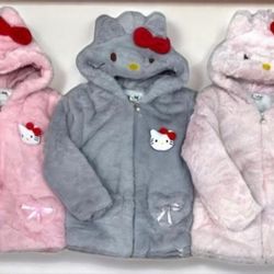 Hello Kitty Kids Girls Winter Warm Coats Jacket   Overcoat Ear Hooded Faux Fur Thicken Fleece Toddler Size 8 And 10 Available High Quality $45 Firm