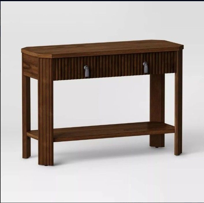 46" Laguna Nigel Fluted Wooden Console Table Brown - Threshold