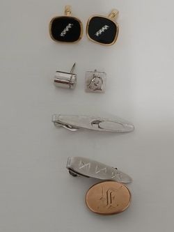 Lot Of Vintage Tie Clips & Cuff Links