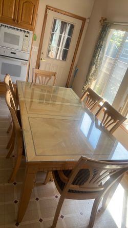 6-Piece Dining Room Set – Glass Top Table + Chairs