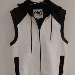Men's G by GUESS  faux-leather zip pockets hooded vest